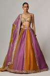 Buy_Vvani by Vani Vats_Multi Color Organza, Georgette Gota Patti, Mustard Multicolor Lehenga Set _Online_at_Aza_Fashions