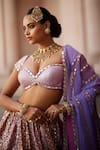 Vvani by Vani Vats_Multi Color Georgette, Organza Gota Patti Scoop Neck Multicolor Lehenga Set _Online_at_Aza_Fashions