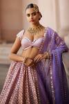Shop_Vvani by Vani Vats_Multi Color Georgette, Organza Gota Patti Scoop Neck Multicolor Lehenga Set _Online_at_Aza_Fashions