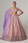 Buy_Vvani by Vani Vats_Multi Color Georgette, Organza Gota Patti Scoop Neck Multicolor Lehenga Set 
