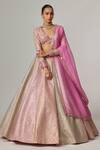 Buy_Vvani by Vani Vats_Multi Color Georgette, Organza Gota Patti, Dark Blush Multicolor Lehenga Set _Online_at_Aza_Fashions