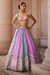 Buy_Vvani by Vani Vats_Multi Color Organza, Georgette Sequins, Gota Multicolor Embroidered Lehenga Set _Online_at_Aza_Fashions
