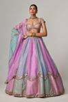 Buy_Vvani by Vani Vats_Multi Color Organza, Georgette Sequins, Gota Multicolor Embroidered Lehenga Set _at_Aza_Fashions