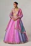 Shop_Vvani by Vani Vats_Multi Color Organza, Georgette Gota Patti, Mauve Multicolor Linear Lehenga Set _at_Aza_Fashions