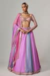 Buy_Vvani by Vani Vats_Multi Color Organza, Georgette Gota Patti Mauve Multicolor Linear Lehenga Set _at_Aza_Fashions