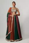 Buy_Vvani by Vani Vats_Multi Color Organza, Georgette Gota Patti, Cranberry Multicolor Lehenga Set _at_Aza_Fashions