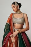 Shop_Vvani by Vani Vats_Multi Color Organza, Georgette Gota Patti, Cranberry Multicolor Lehenga Set _Online_at_Aza_Fashions