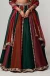 Vvani by Vani Vats_Multi Color Organza, Georgette Gota Cranberry Multicolor Linear Lehenga Set _Online_at_Aza_Fashions