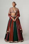 Buy_Vvani by Vani Vats_Multi Color Organza, Georgette Gota Cranberry Multicolor Linear Lehenga Set _Online_at_Aza_Fashions