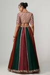 Shop_Vvani by Vani Vats_Multi Color Organza, Georgette Gota Cranberry Multicolor Linear Lehenga Set _at_Aza_Fashions