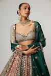 Vvani by Vani Vats_Multi Color Georgette, Organza Gota Patti, Cranberry Flower Linear Lehenga Set _at_Aza_Fashions