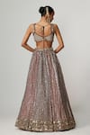 Shop_Vvani by Vani Vats_Multi Color Georgette, Organza Gota Patti Teal Wine Multicolor Lehenga Set _at_Aza_Fashions