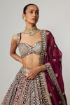 Buy_Vvani by Vani Vats_Multi Color Georgette, Organza Gota Patti, Teal Wine Multicolor Lehenga Set _Online_at_Aza_Fashions
