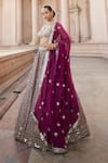 Shop_Vvani by Vani Vats_Multi Color Georgette, Organza Gota Patti, Teal Wine Multicolor Lehenga Set _Online_at_Aza_Fashions