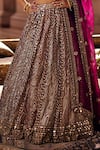 Shop_Vvani by Vani Vats_Multi Color Georgette, Organza Gota Patti, Teal Wine Multicolor Lehenga Set 