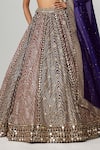 Vvani by Vani Vats_Multi Color Georgette, Organza Gota Patti, Teal Wine Multicolor Lehenga Set _Online_at_Aza_Fashions
