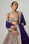 Buy_Vvani by Vani Vats_Multi Color Georgette, Organza Gota Patti, Teal Wine Multicolor Lehenga Set _Online_at_Aza_Fashions
