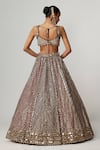 Shop_Vvani by Vani Vats_Multi Color Georgette, Organza Gota Patti, Teal Wine Multicolor Lehenga Set _at_Aza_Fashions
