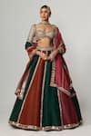 Buy_Vvani by Vani Vats_Multi Color Organza, Georgette Gota Patti, Multicolor Linear Lehenga Set _at_Aza_Fashions