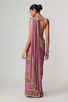 Shop_Vvani by Vani Vats_Multi Color Georgette, Satin Mirrors Mud Mauve Multicolor Pre-draped Saree Set _at_Aza_Fashions