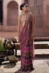 Buy_Vvani by Vani Vats_Multi Color Georgette, Satin Mirrors Mud Mauve Multicolor Pre-draped Saree Set _at_Aza_Fashions