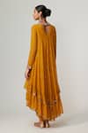 Shop_Vvani by Vani Vats_Yellow Georgette, Crepe Sequins V-neck Mustard Embroidered Kurta Set _at_Aza_Fashions