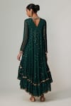 Shop_Vvani by Vani Vats_Green Georgette, Crepe Sequins Round Neck Jade Embroidered Kurta Set _at_Aza_Fashions