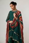 Vvani by Vani Vats_Green Georgette, Crepe Sequins, Mirrors, Jade Dhoti Kurta With Dupatta Set _Online_at_Aza_Fashions