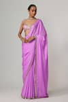 Buy_Vvani by Vani Vats_Mauve Satin, Georgette Gota Patti Sweetheart Neck Saree Set _Online_at_Aza_Fashions