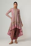 Buy_Vvani by Vani Vats_Multi Color Georgette, Crepe Sequins V-neck Multicolor Dhoti Kurta Set _at_Aza_Fashions