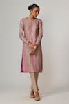Buy_Vvani by Vani Vats_Multi Color Georgette Gota Patti Round Neck Mud Mauve Multicolor Kurta Set _at_Aza_Fashions