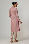 Shop_Vvani by Vani Vats_Multi Color Georgette Gota Patti Round Neck Mud Mauve Multicolor Kurta Set _at_Aza_Fashions