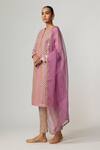 Shop_Vvani by Vani Vats_Beige Georgette, Organza Gota Patti Round Neck Multicolor Kurta Set With Dupatta _at_Aza_Fashions