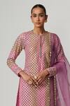 Buy_Vvani by Vani Vats_Beige Georgette, Organza Gota Patti Round Neck Multicolor Kurta Set With Dupatta _Online_at_Aza_Fashions