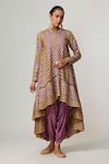 Buy_Vvani by Vani Vats_Multi Color Georgette, Crepe Sequins Round Neck Multicolor Dhoti Kurta Set _at_Aza_Fashions