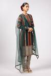 Vvani by Vani Vats_Green Georgette, Net Gota Patti Round Neck Multicolor Jade Kurta Set _Online_at_Aza_Fashions