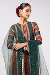 Buy_Vvani by Vani Vats_Green Georgette, Net Gota Patti Round Neck Multicolor Jade Kurta Set _Online_at_Aza_Fashions