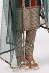Shop_Vvani by Vani Vats_Green Georgette, Net Gota Patti Round Neck Multicolor Jade Kurta Set _Online_at_Aza_Fashions