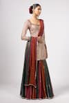 Vvani by Vani Vats_Beige Georgette Sequins Square Neck Multicolor Kurta Lehenga Set _Online_at_Aza_Fashions