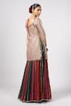 Shop_Vvani by Vani Vats_Beige Georgette Sequins Square Neck Multicolor Kurta Lehenga Set _at_Aza_Fashions