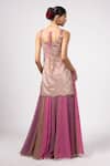 Shop_Vvani by Vani Vats_Blush Georgette Gota Patti, Sequins Square Neck Dark Kurta Lehenga Set _at_Aza_Fashions