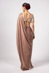 Shop_Vvani by Vani Vats_Beige Satin, Georgette Gota Patti Sweetheart Neck Deep Saree And Blouse Set _at_Aza_Fashions