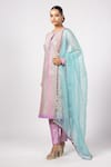 Shop_Vvani by Vani Vats_Multi Color Georgette, Organza Gota Patti Keyhole Neck Multicolor Aqua Kurta Set _at_Aza_Fashions