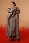 Buy_Stoique_Gray Silk Round Neck Grey Mysore Long Kurta 