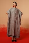 Buy_Stoique_Gray Silk Round Neck Grey Mysore Long Kurta _at_Aza_Fashions