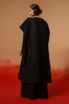 Shop_Stoique_Black Silk Round Neck Mysore Long Kurta _at_Aza_Fashions