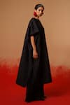 Stoique_Black Silk Round Neck Mysore Long Kurta _Online_at_Aza_Fashions