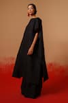 Buy_Stoique_Black Silk Round Neck Mysore Long Kurta _Online_at_Aza_Fashions