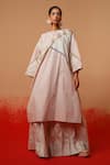 Shop_Stoique_Pink Cotton Embroidery Round Neck Designer Long Kurta _Online_at_Aza_Fashions