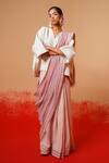 Shop_Stoique_Pink Cotton Crushed Pre-draped Saree _Online_at_Aza_Fashions